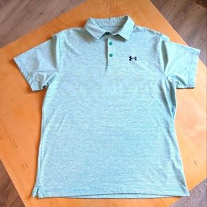 Under Armour Men's Large Golf Shirt (green & white)